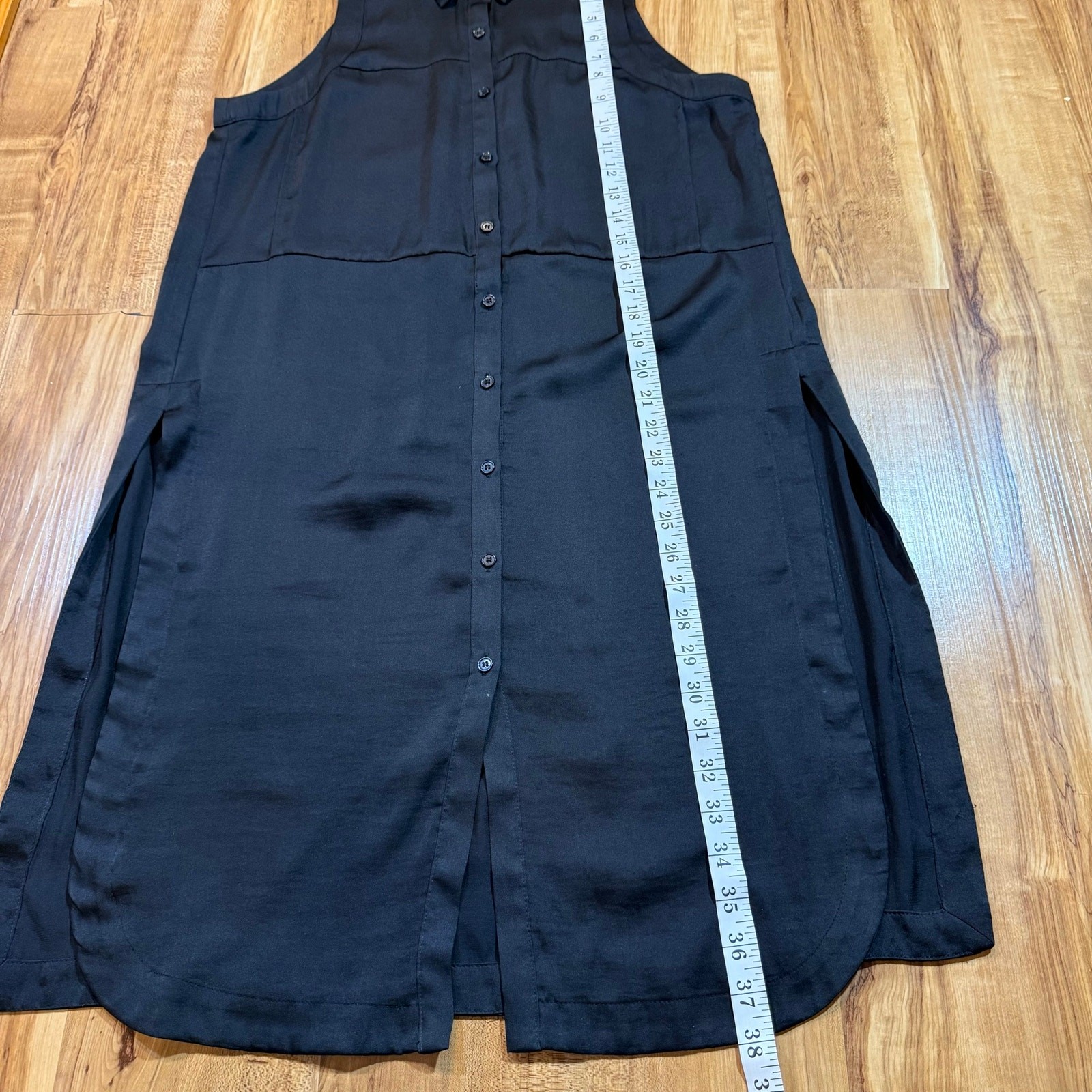 RO&DE Black Tunic Top Sleeveless Button Down Shirtdress LBD Size S
