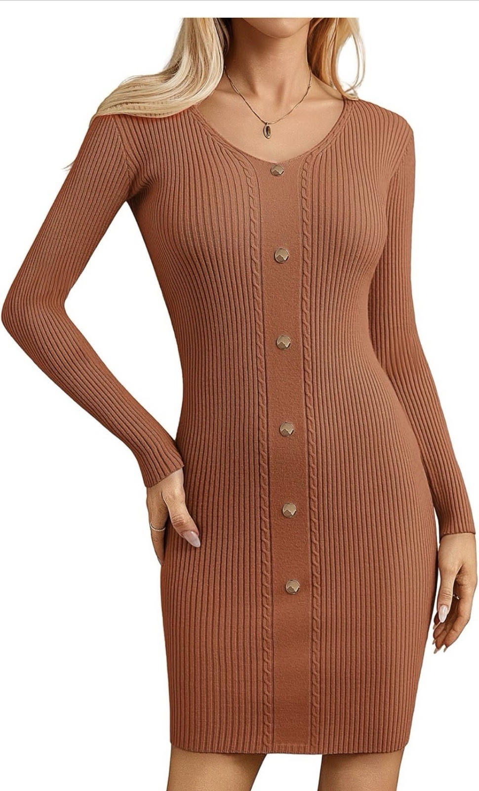 Women’s Ribbed Knit Bodycon Sweater Dress-bottom Front, Long Sleeve, Soft 2XL [i