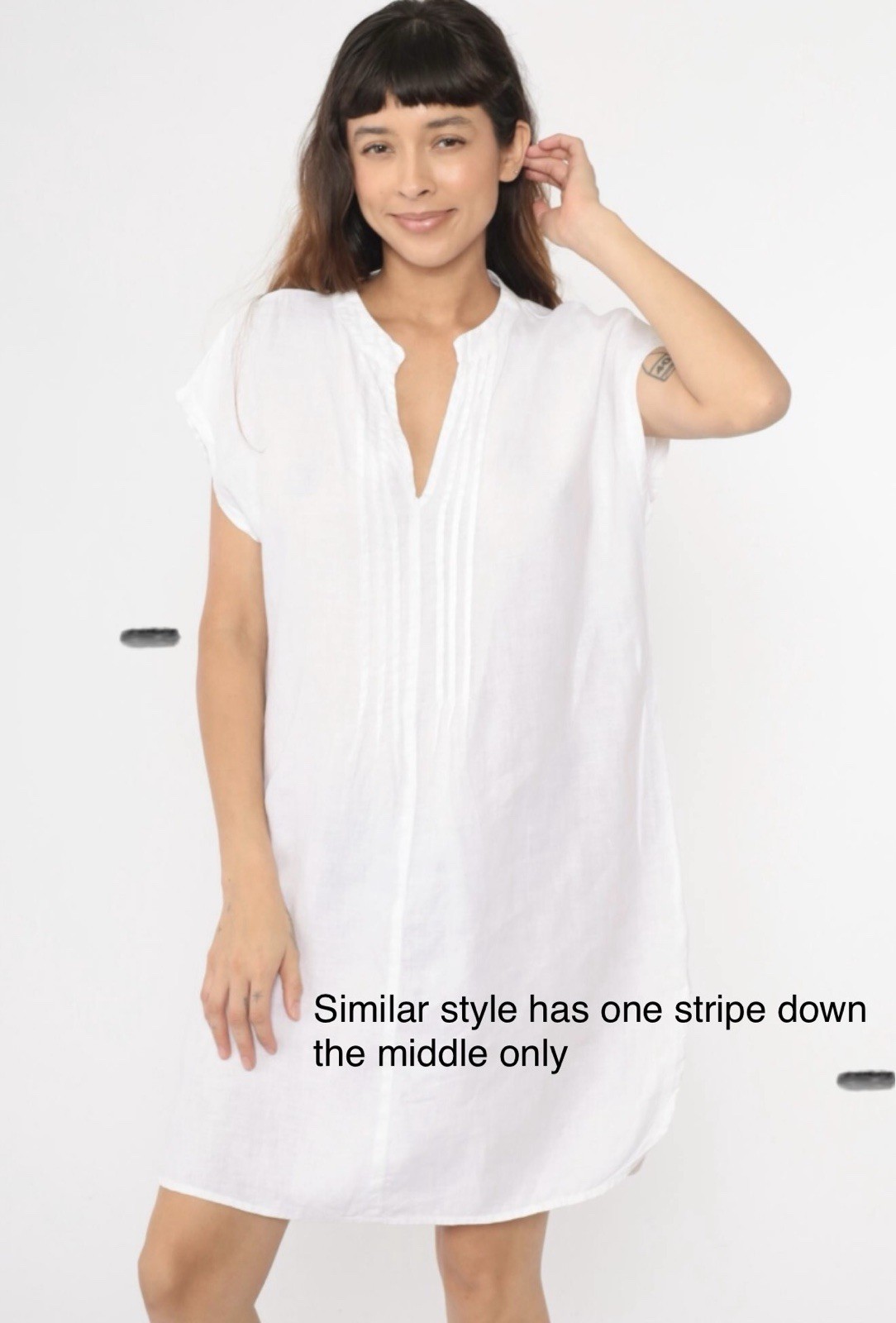 Hard Tail Short Sleeve Tunic Shirt Dress White Size Small