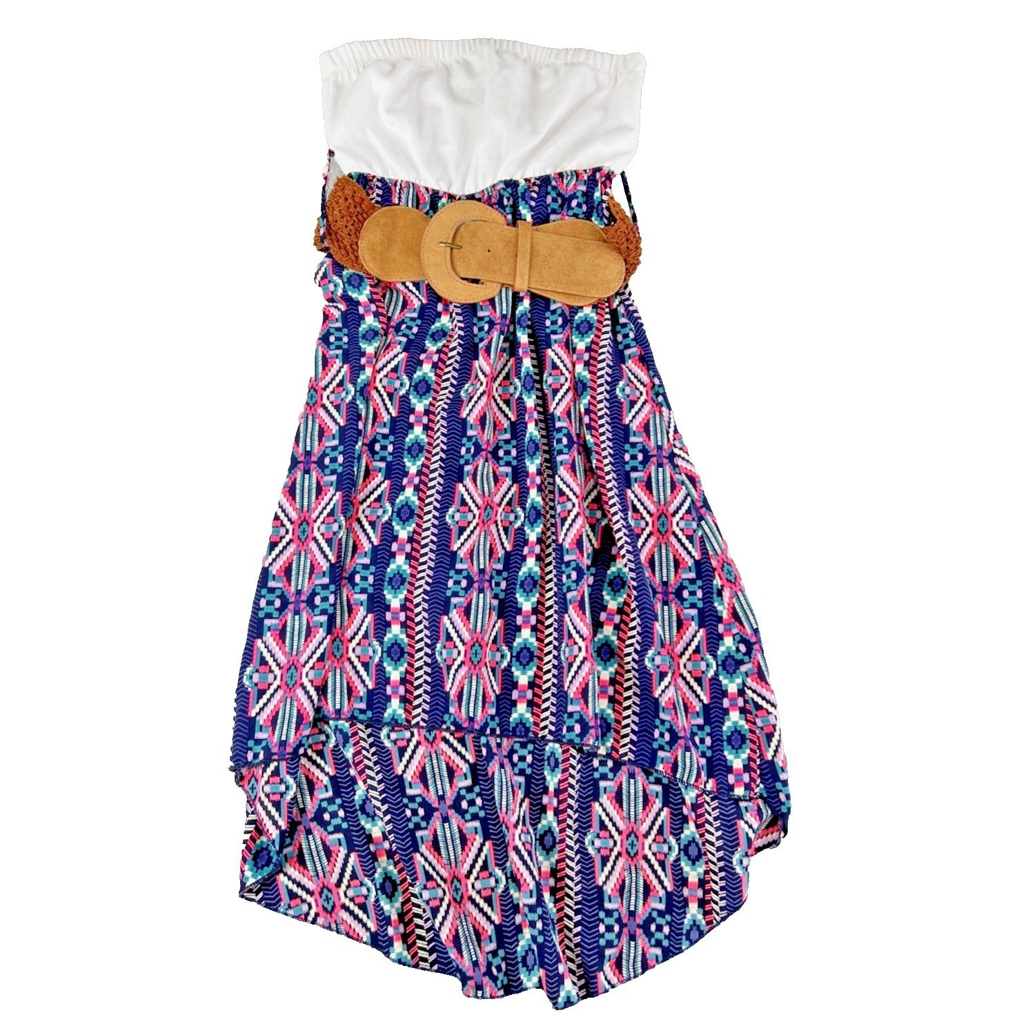 Sleeveless Bohemian Festival High Low Dress With Belt Size Small Aztec Print 90s