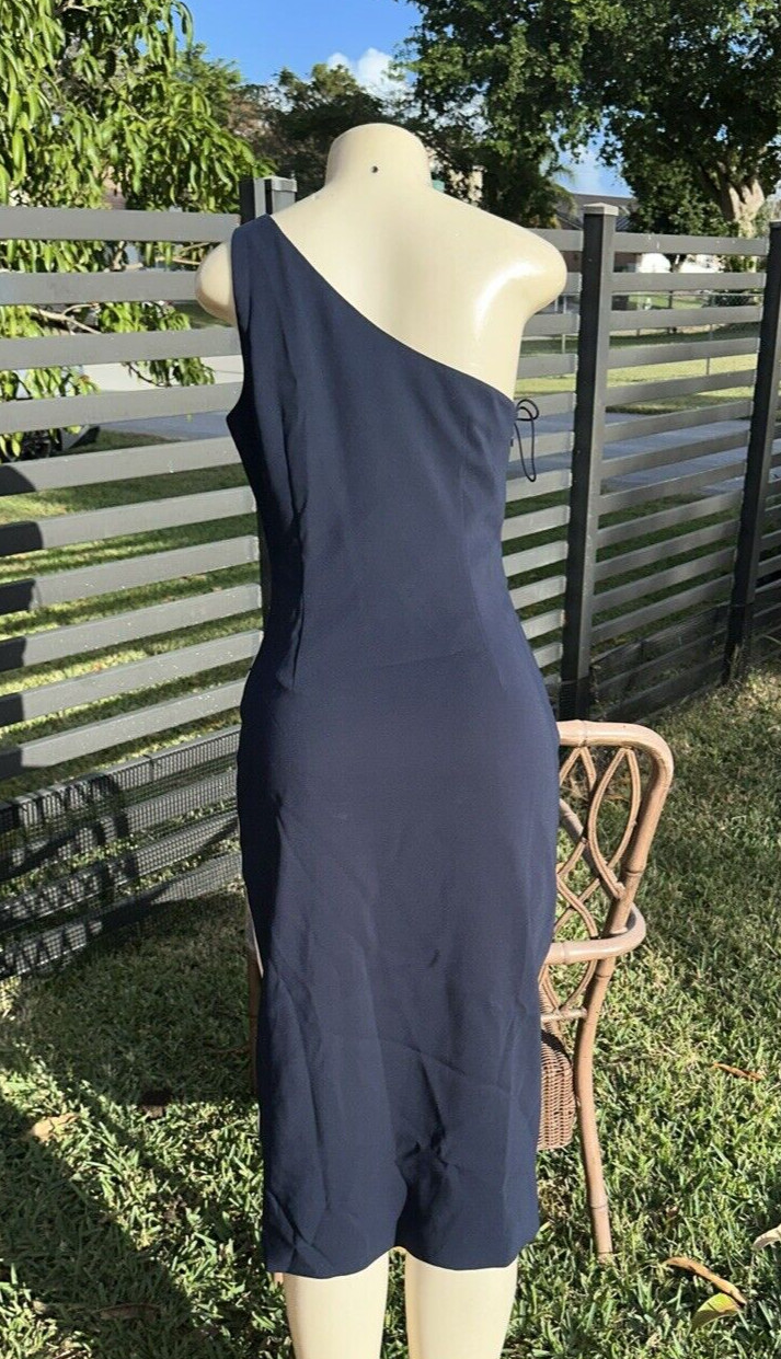 CUSHNIE ET OCHS BLUE & PINK ONE SHOULDER SLEEVELESS PENCIL DRESS FRONT SLIT Sz 6