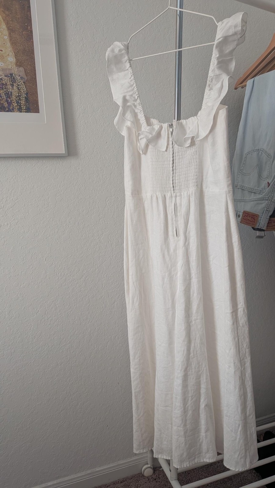 Reformation Amethyst White Dress, Size 10, 100% Linen, Great Condition