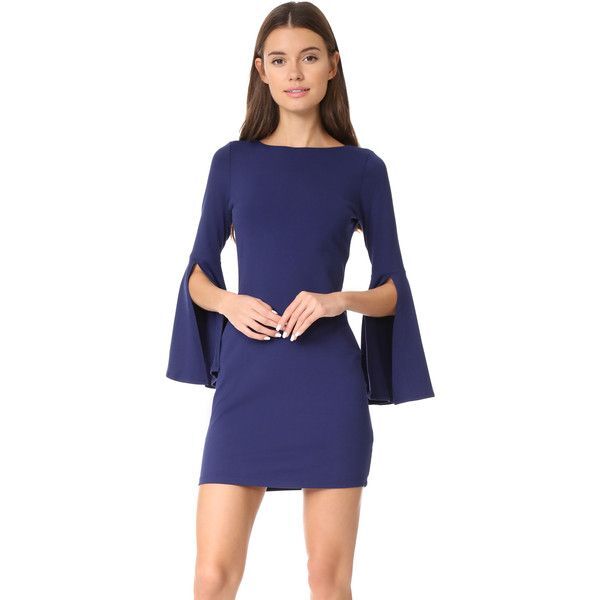 Susana Monaco Arabella Split Bell Sleeve Mini Dress Onyx NWT Womens Size L Large