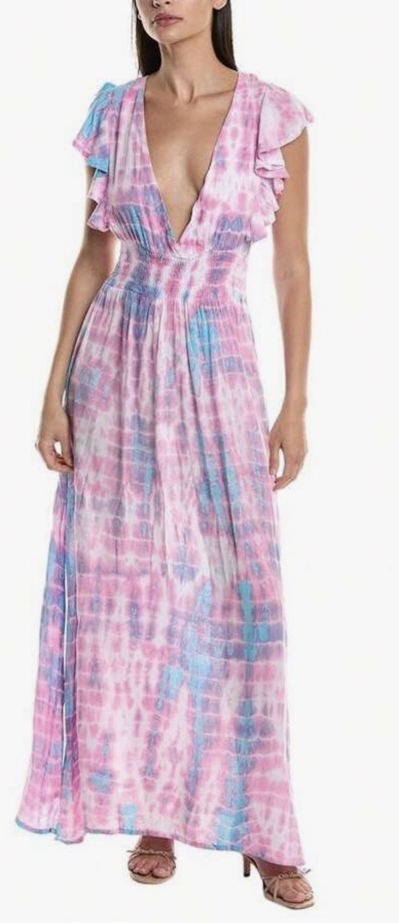 Tiare Hawaii Boho Dahlia Maxi Dress Ombre Tie Dye S/M NWT