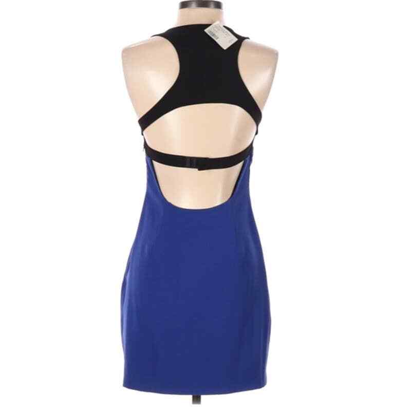 Revolve Lovers + Friends Black & Cobalt Blue Halter Dress