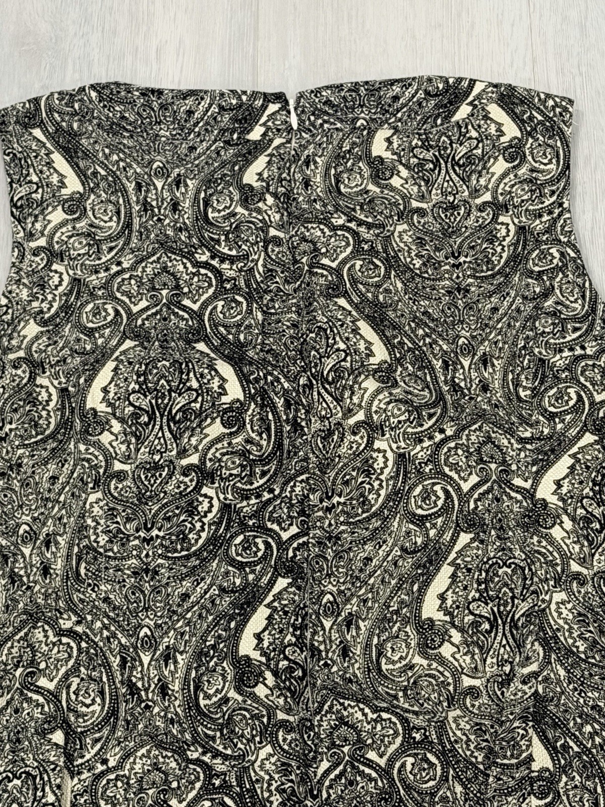 Talbots NEW $139 Sz 14P Cotton Ble Sheath Shift Dress Lined Paisley Black White