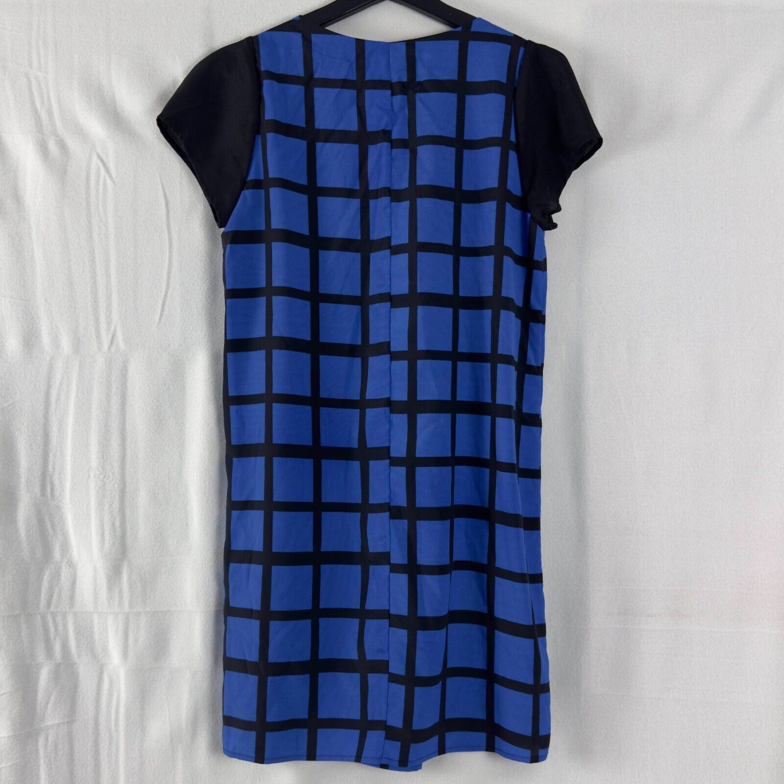 Needle & Thread Sz M Bold Geometric Shift Dress Light Casual Black Blue Contrast