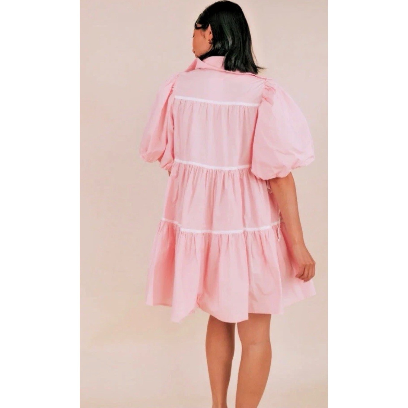 Sofie the Label Mini Dress Womens S Pink Stripe Excellent Puff Sleeve Babydoll
