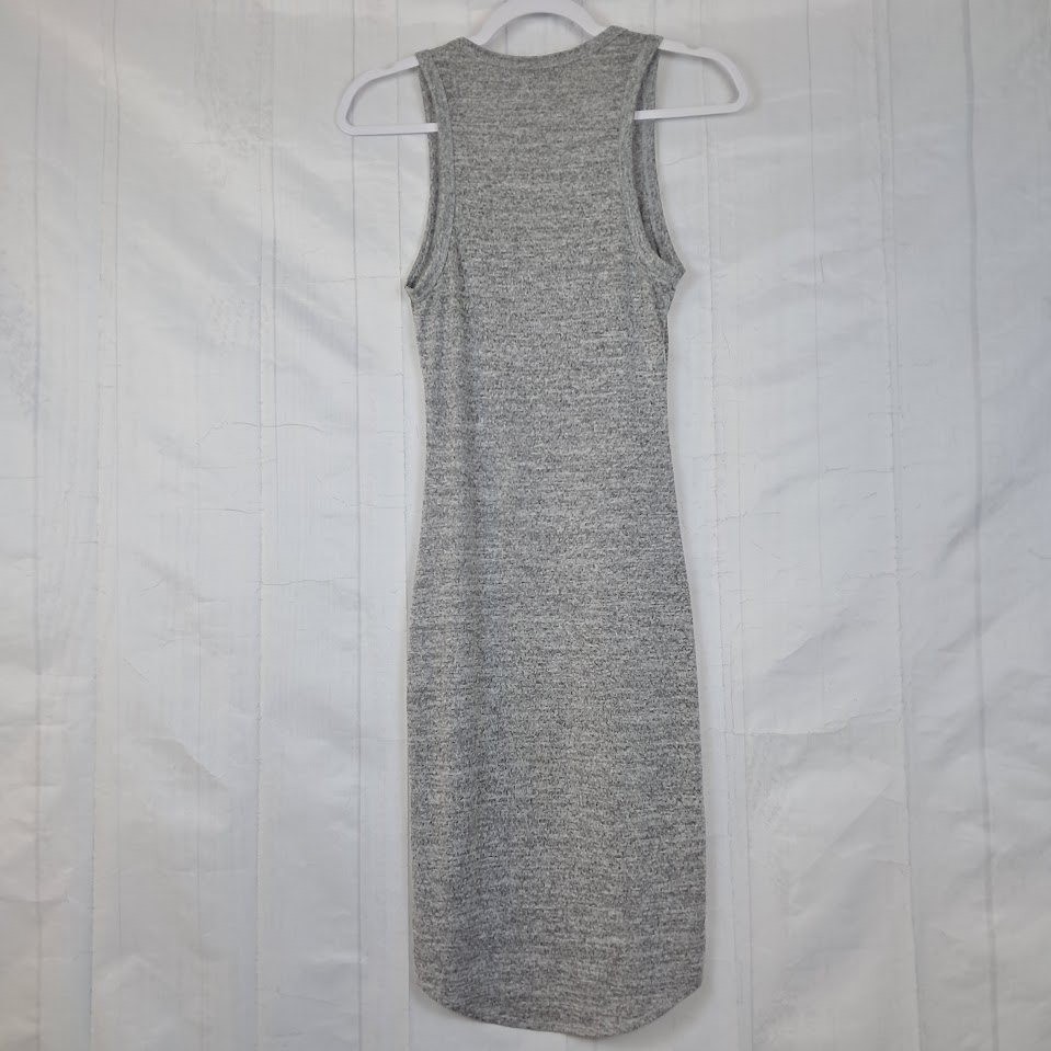 Wilfred Free Aritzia XXS Gray Marl Henley Midi Dress Sleeveless Knit Bodycon