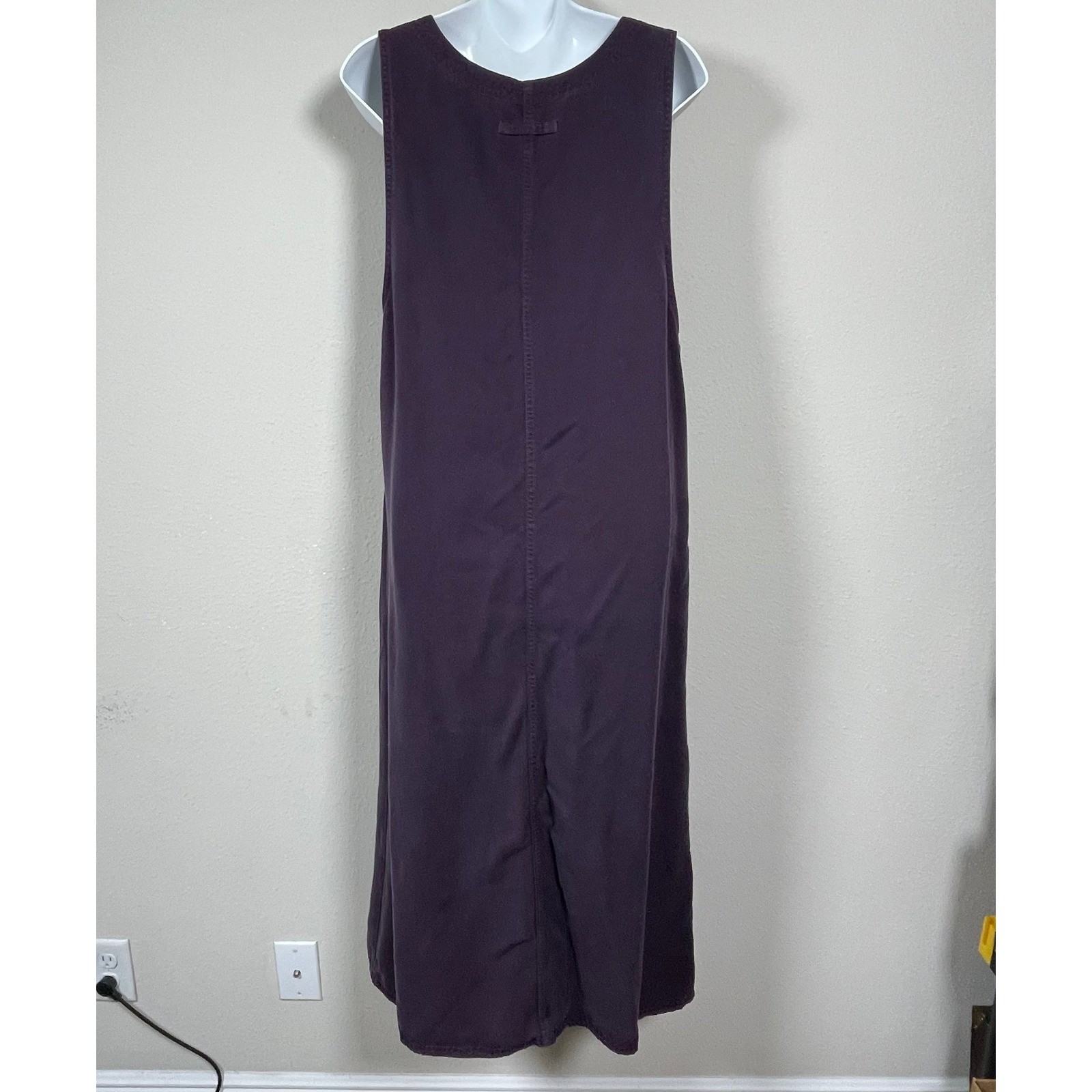 AKS Amy K Su Jumper Dress Womens L Dark Purple Earthy USA Sleeveless Utility