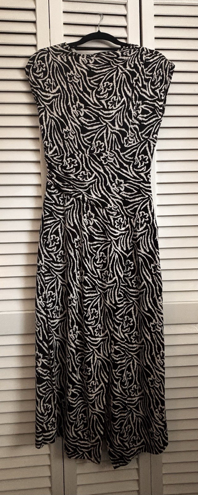 Quiet Luxury Rebecca Taylor Black White Floral Maxi Dress Boat Neck S Regular