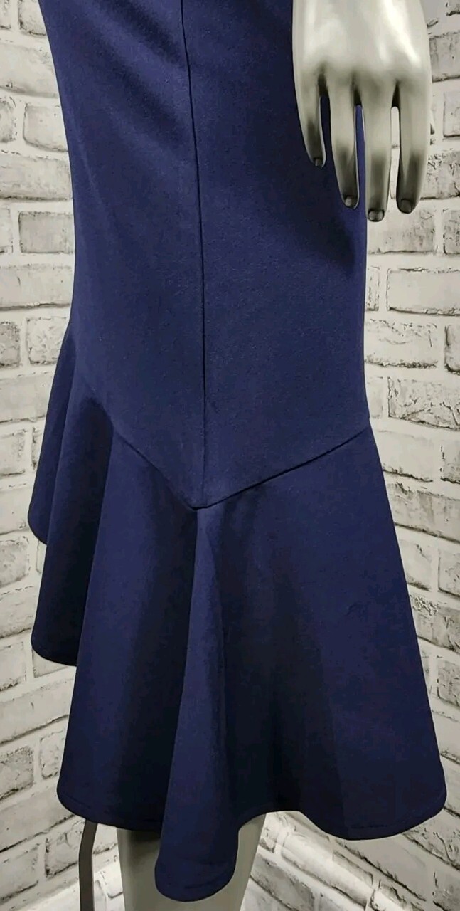 Anrabess One Shoulder Midi Dress Size Medium Navy Blue Mermaid Hem NWT