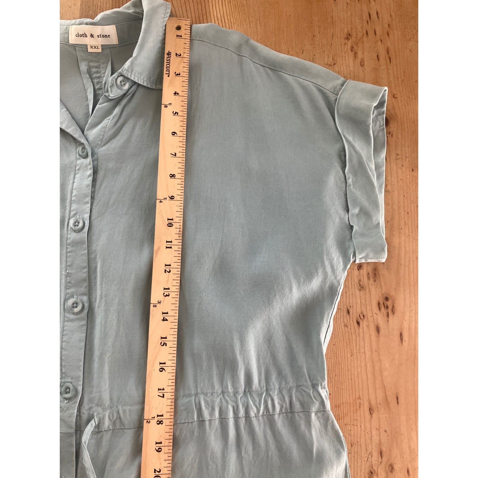 Cloth & Stone Blue Tencel Lyocell Button Front Midi Shirt Dress XXL Women