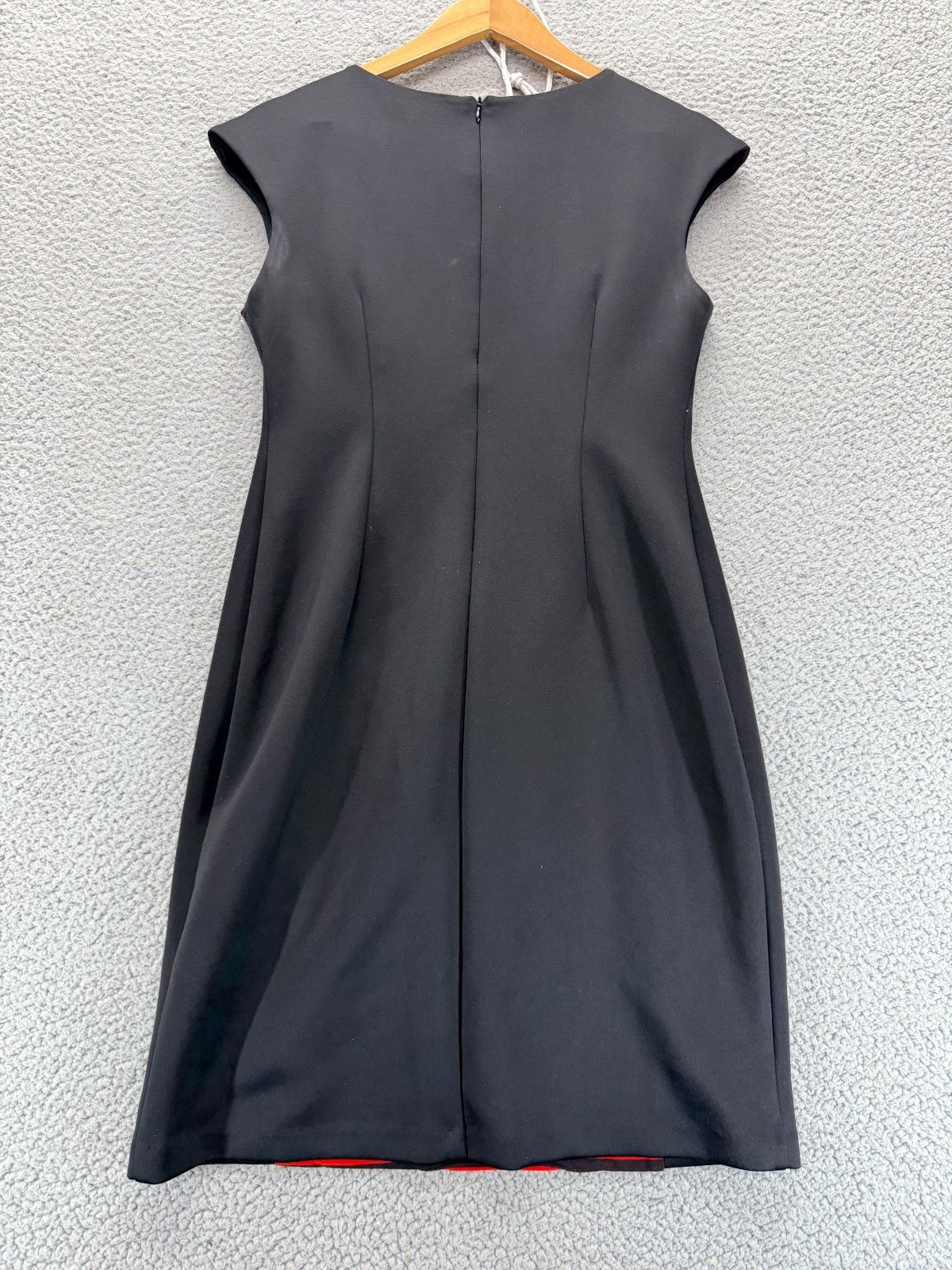 Connected Apparel Womens Cap Sleeve Split Neck Sheath Dress Black Red Size 8
