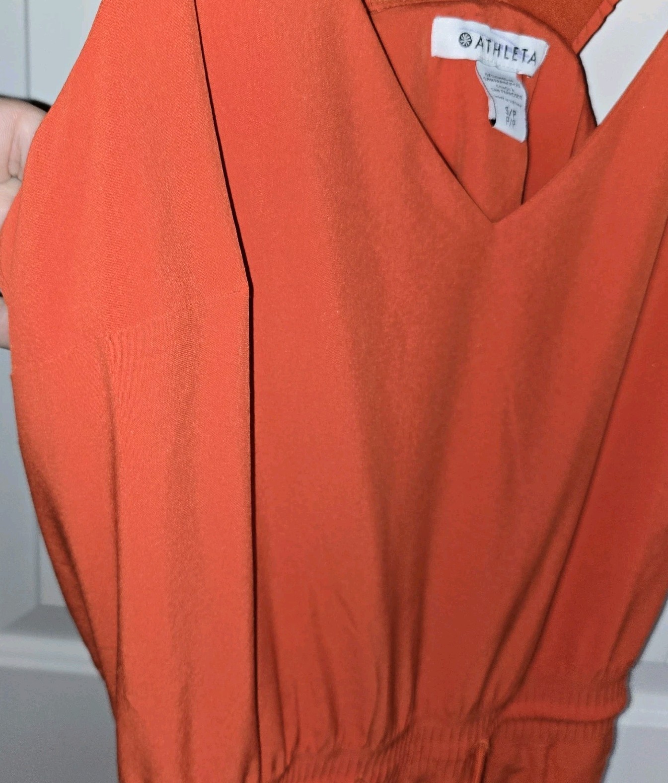Athleta Savannah Strap Mini Athletic Dress Tie Waist Size S Orange Sleeveless