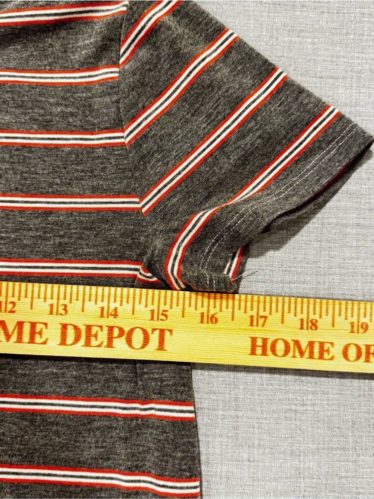 Pink Rose Grey Striped Mini Dress with Orange & White Accents