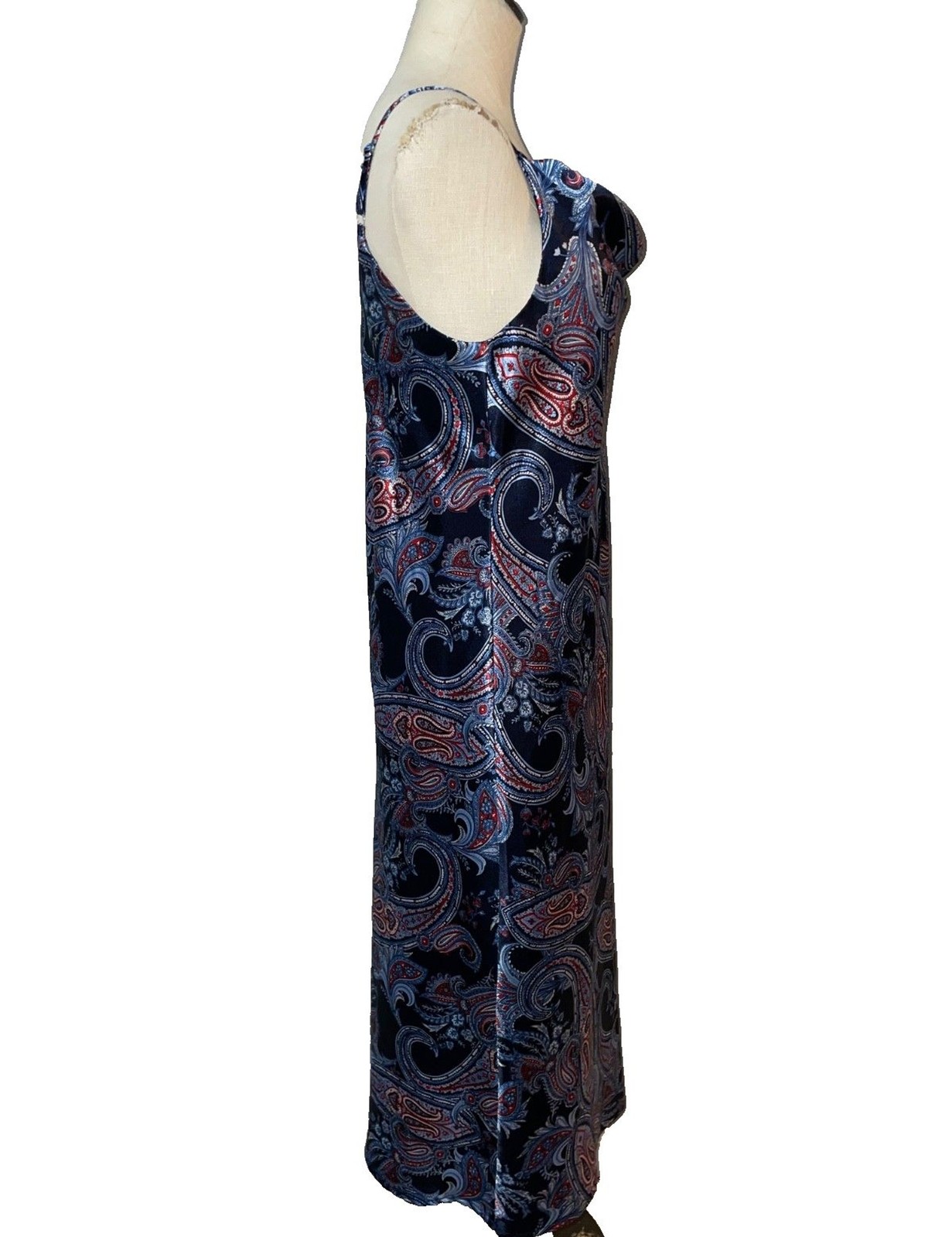 Emma & Michele Women’s Satin Paisley Slip Midi Dress size S Cowl Neck Elegant