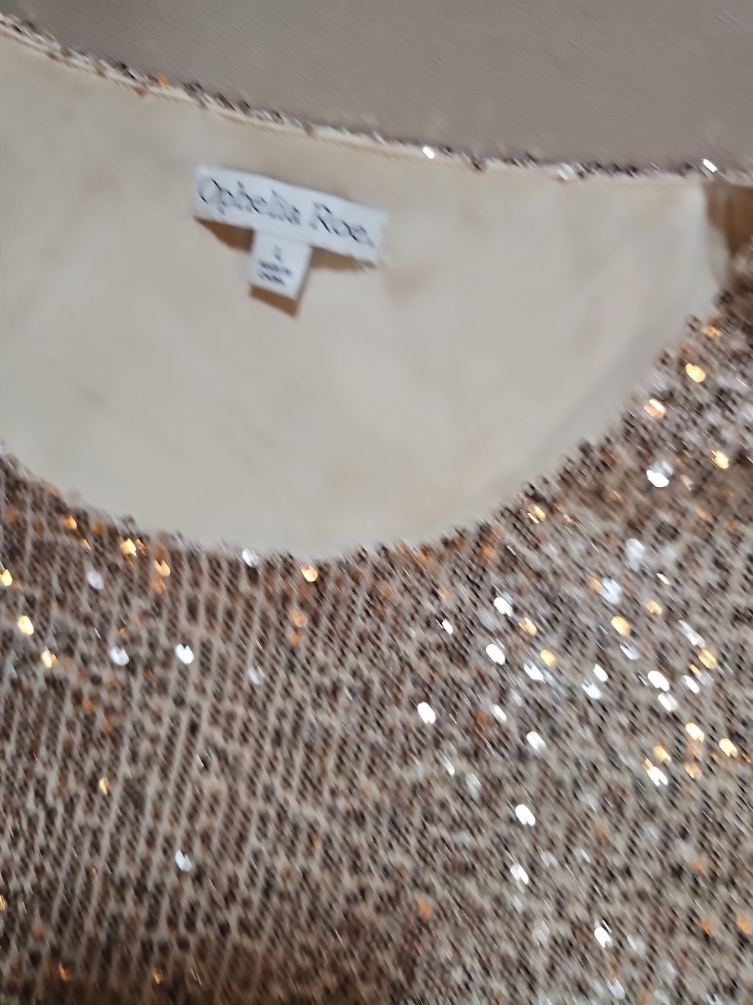 Ophelia Roe Womens Sequin Evening HolidayParty Dress Gold Pullover Stretch Large