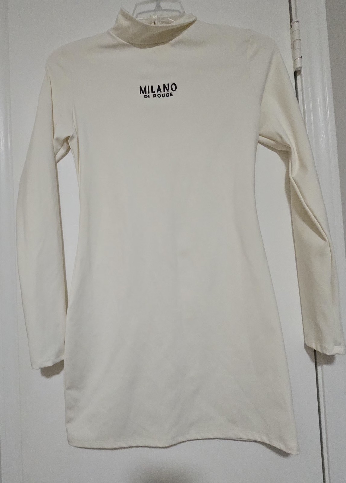 Milano Di Rouge White Solid Mock Neck Long Sleeve Bodycon Knit Dress XL
