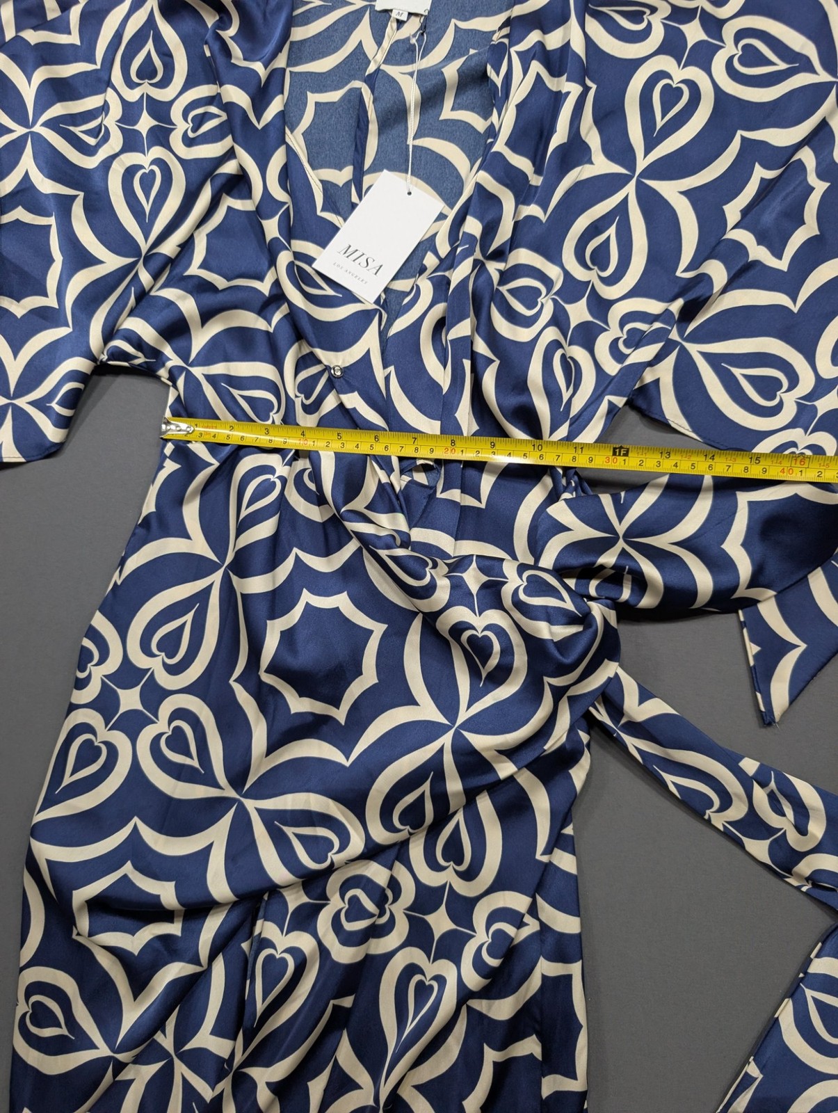 MISA Los Angeles Blue Floral Wrap Midi Dress Size M