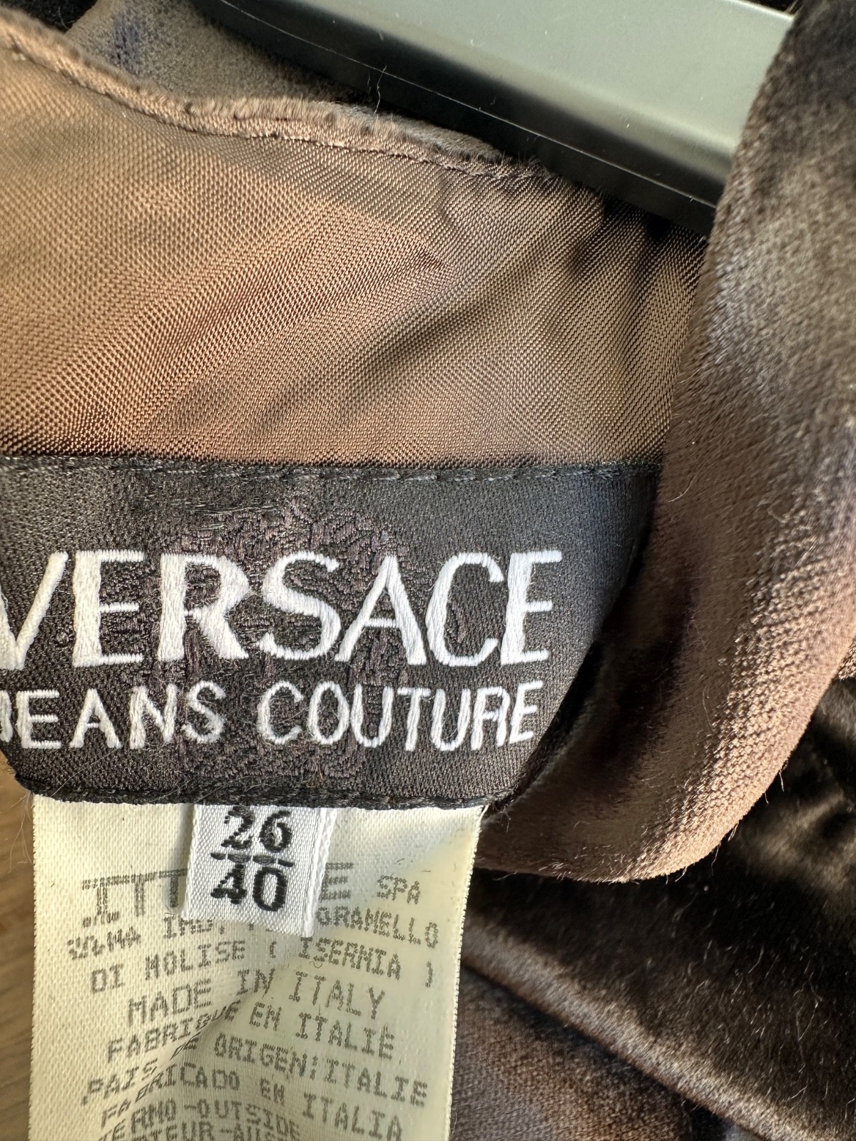 Vintage Versace Jeans Couture Dark Chocolate Brown Velor Dress