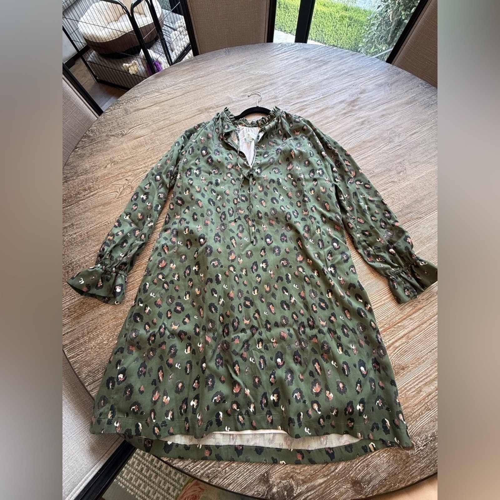 Brooke Wright Green Leopard Print Dress Tunic Large Lined Tuckernuck