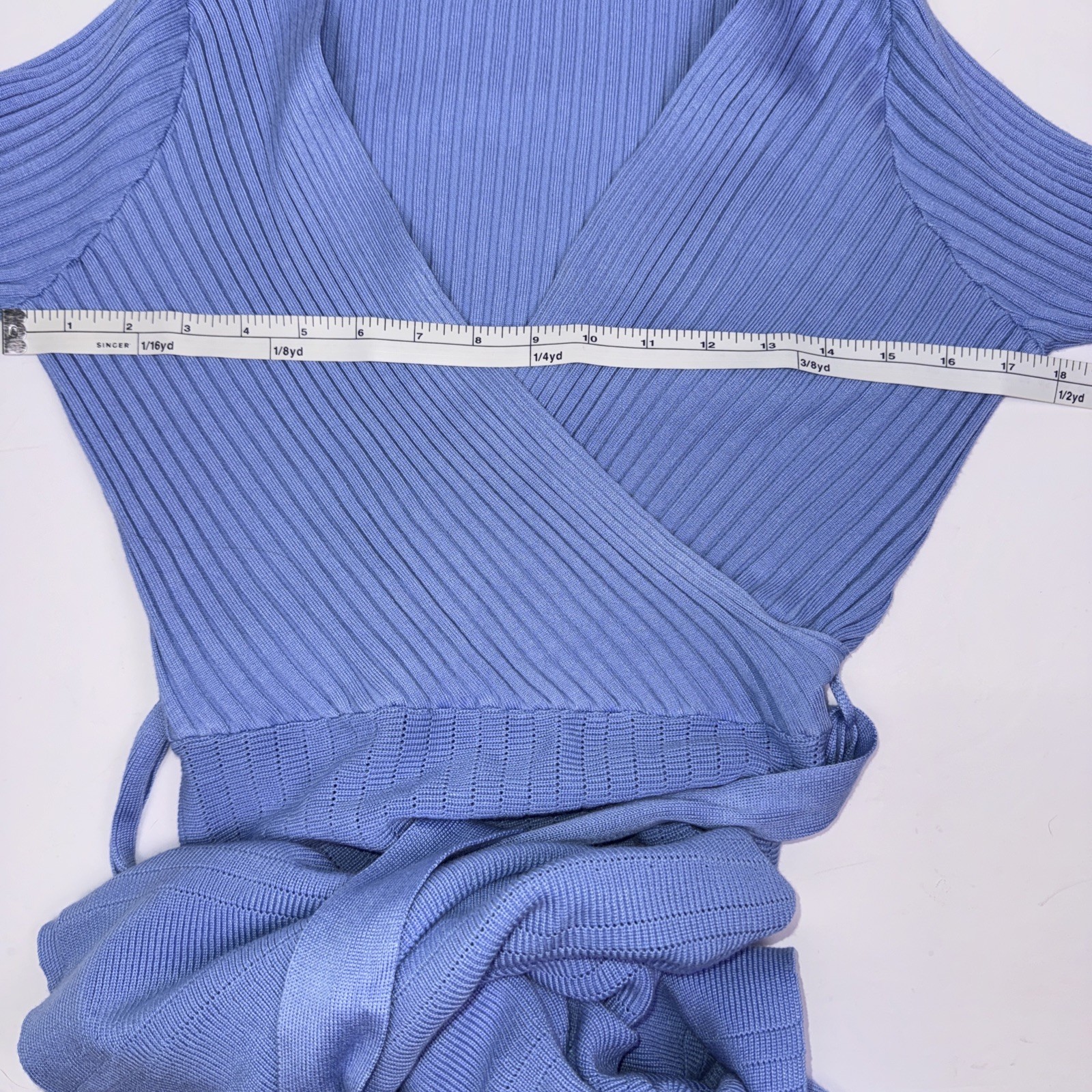 Wrap Style Dress Long Sleeved Blue Belted Stretchy Jr. 5/6 Women S Twirly Ballet