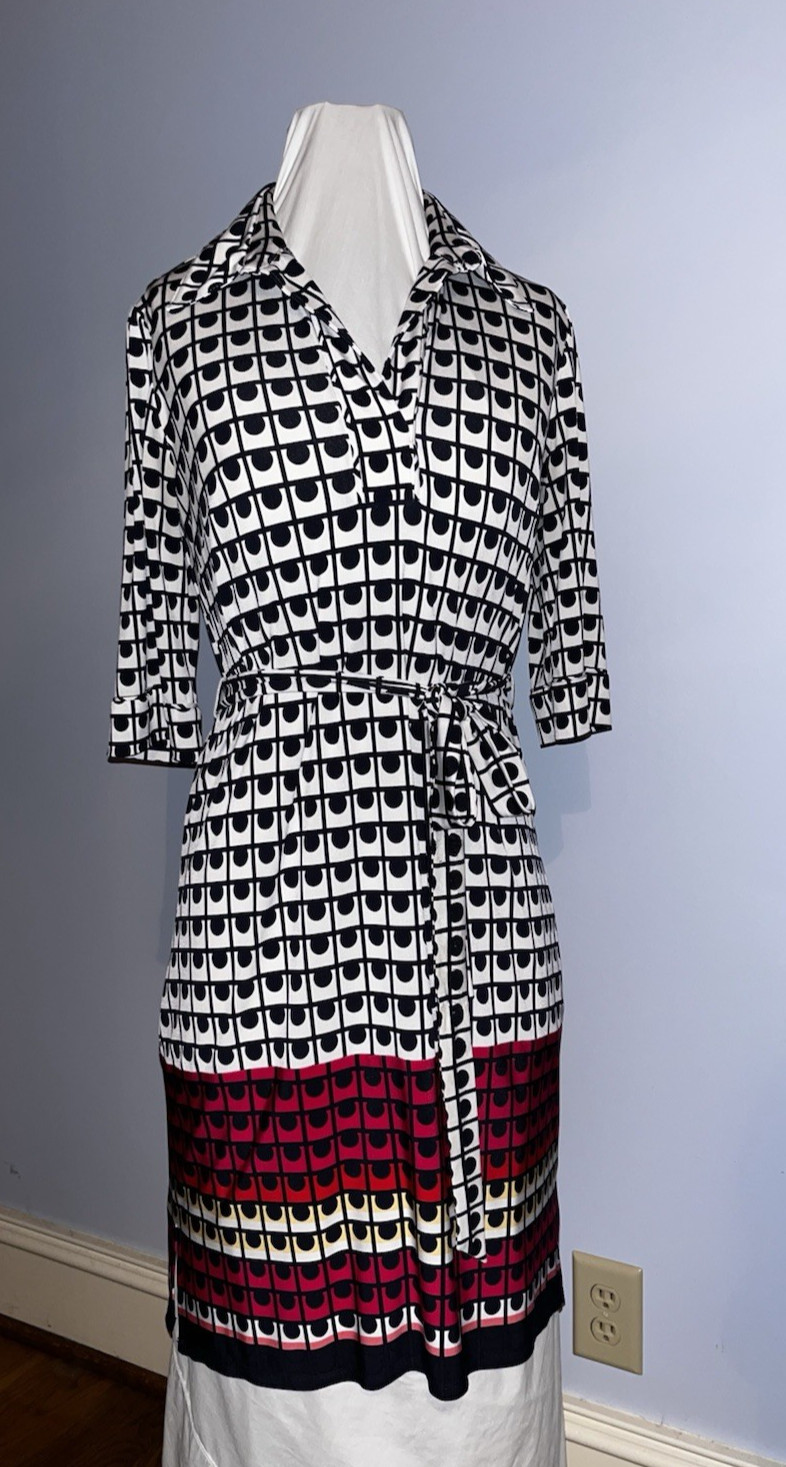 Laundry by Design Women’s Geometric Dots black white & red women’s dress Sz 10