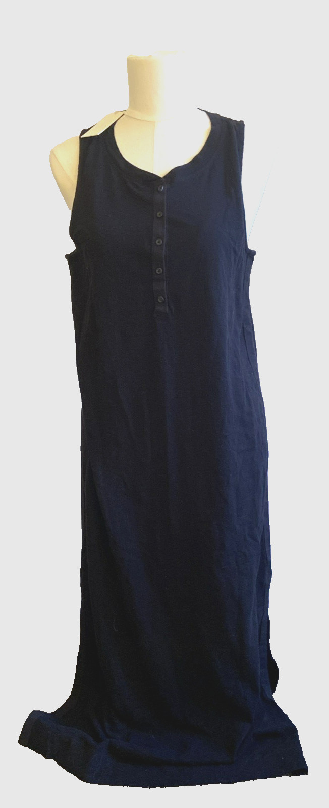NWT Evereve Z SUPPLY Blakely Black Cotton Side Slit Maxi Slub Dress Size Medium
