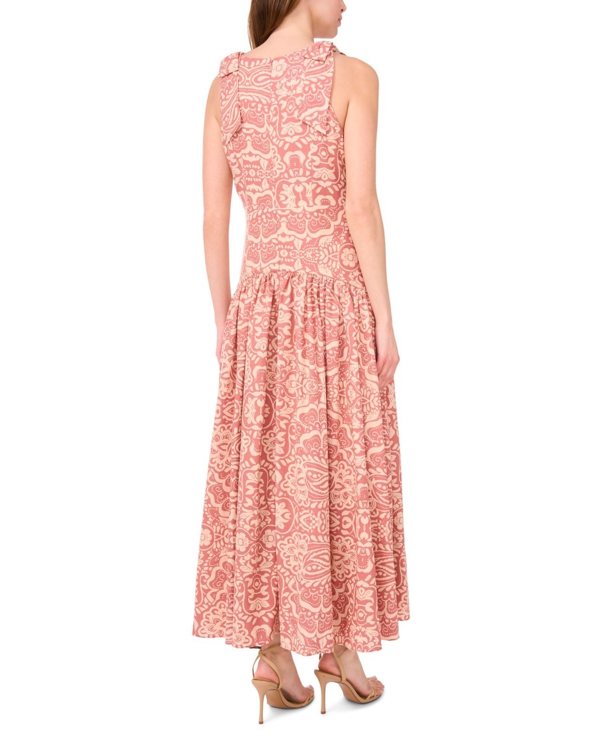 CeCe Linen Blend Sleeveless High-Low Maxi Dress Women’s S Mocha Back Zip Closure