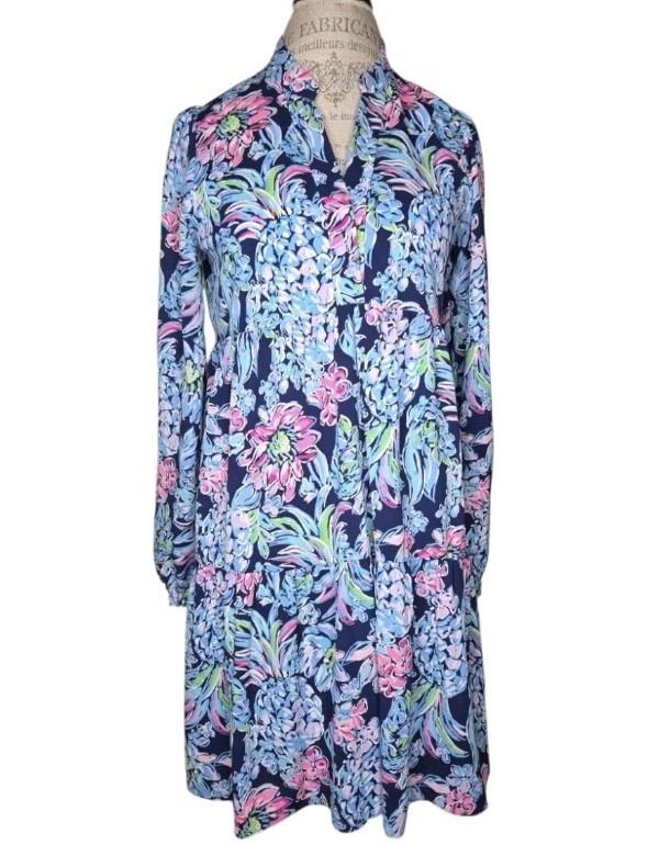 Lilly Pulitzer Winona Stretch Dress Navy Pineapple Paradise Size S