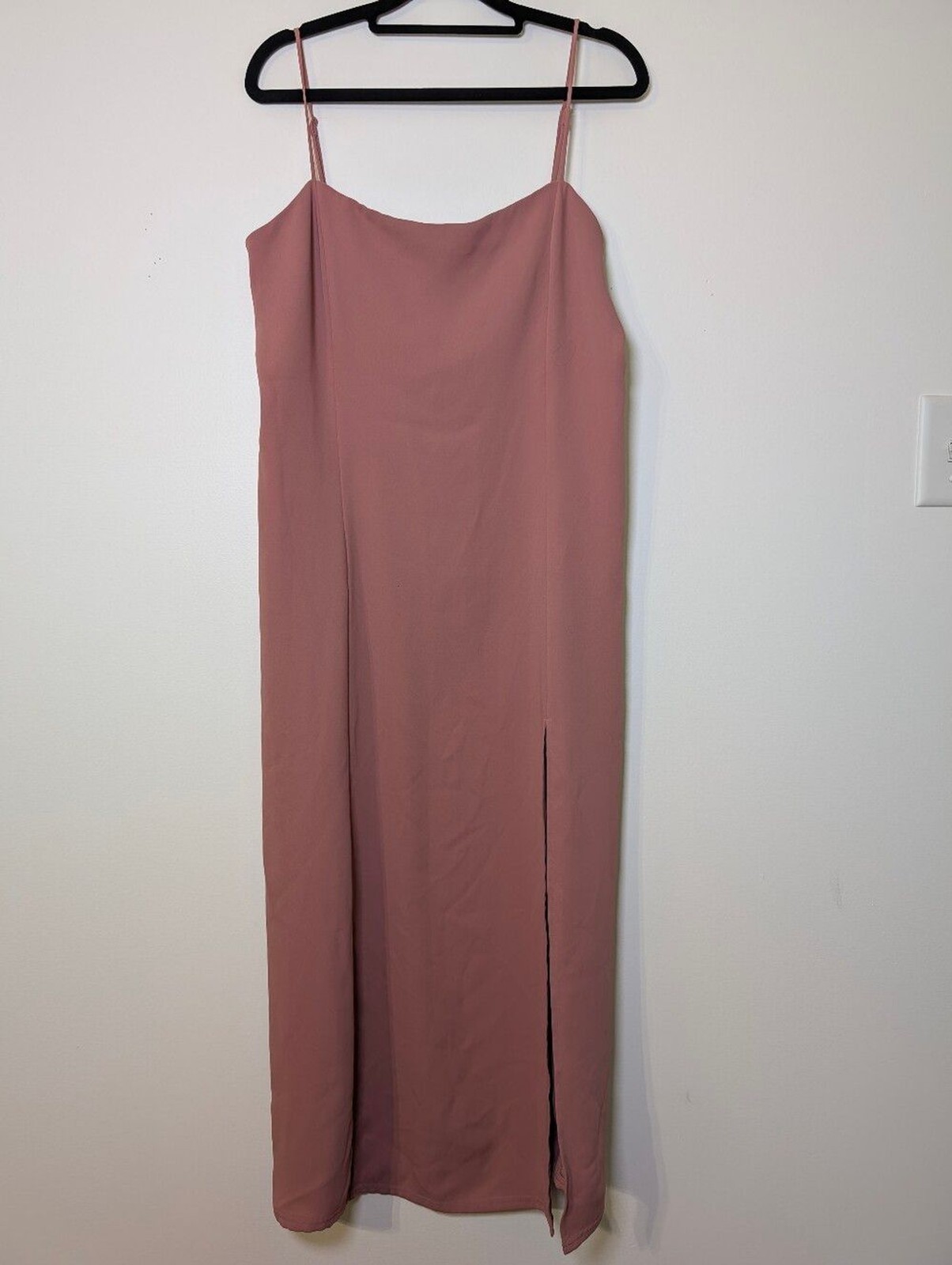 Aritzia Babaton Dusty Rose Slip Dress Midi Side Slit Minimalist Quiet Luxury
