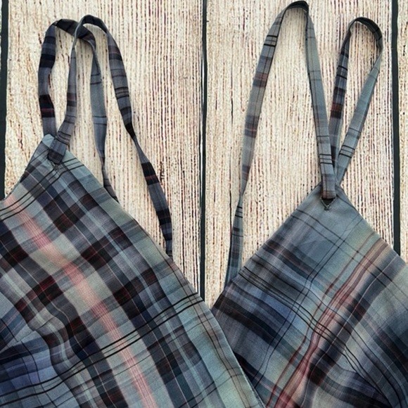 F1– NWT multicolor PRESLEY SKYE spag strap plaid long maxi dress XS $149
