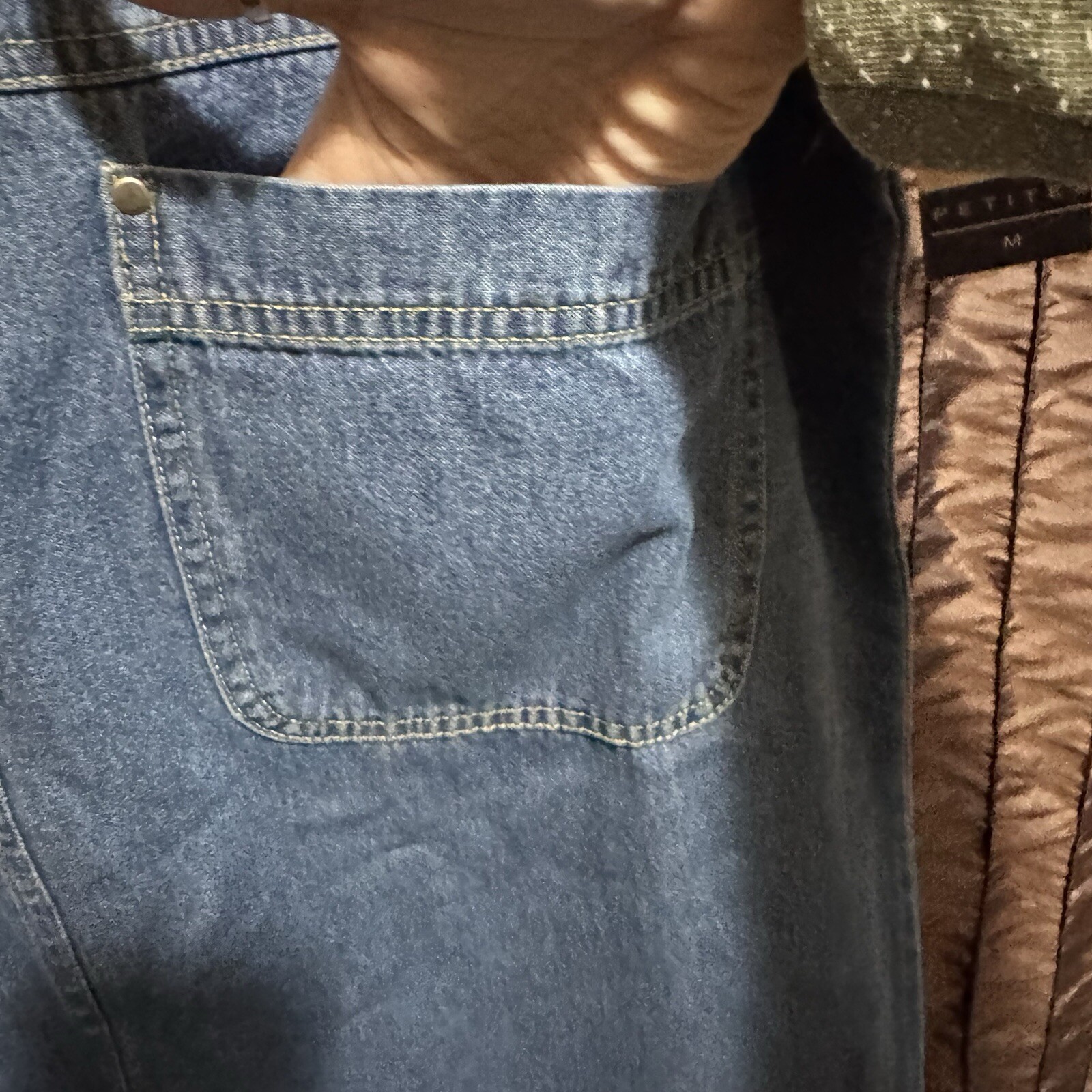 Sag Harbor Sport Petite Light Wash Denim Jumper Women’s Petite M Pockets Vintage
