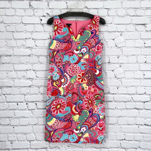 TALBOTS Sleeveless Sheath Pink/Green/Red/Yellow/Blue Floral Dress Lined Size 4