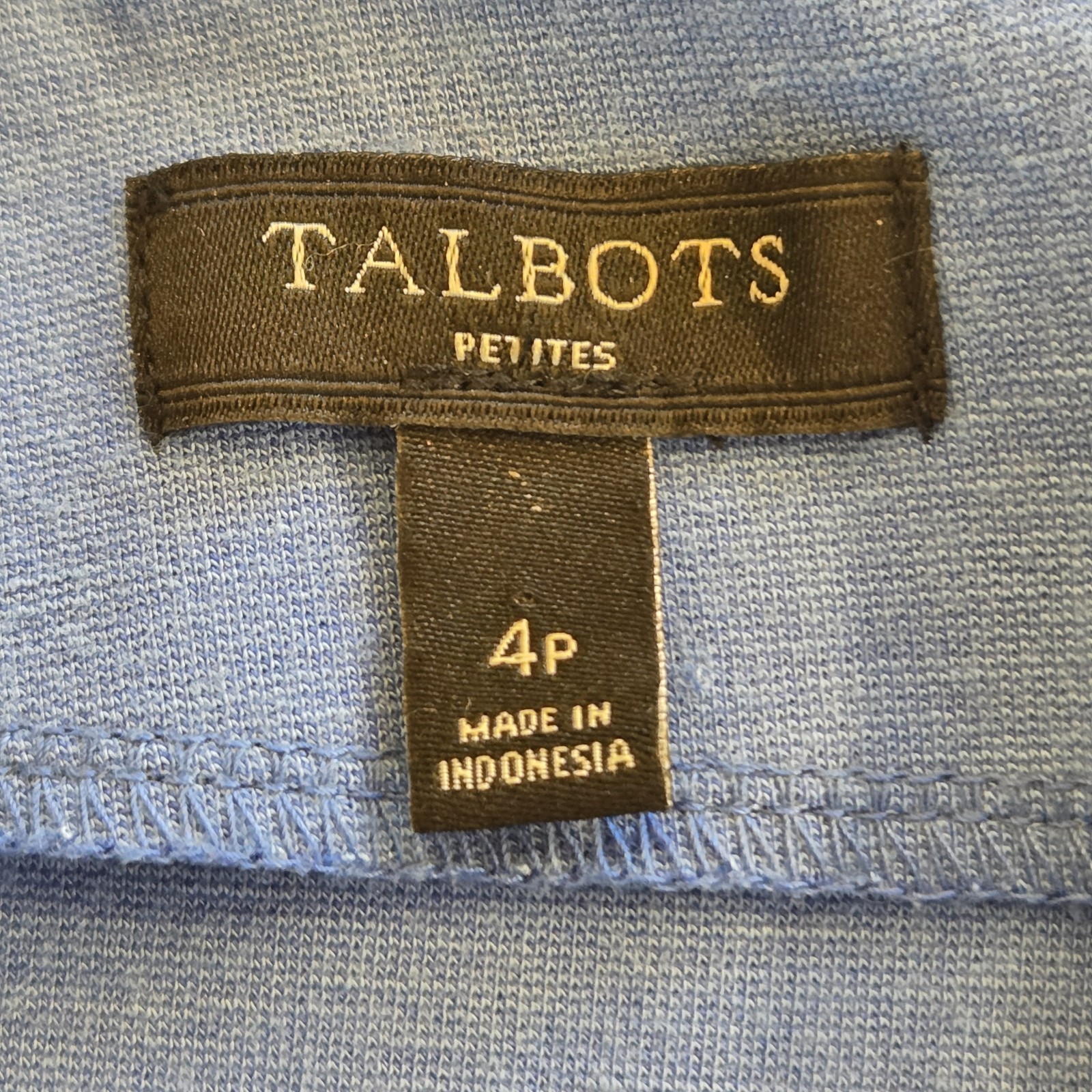 Talbots Petites Dress Womens Size 4P Blue Rayon Nylon Spandex Rear Zip VGUC