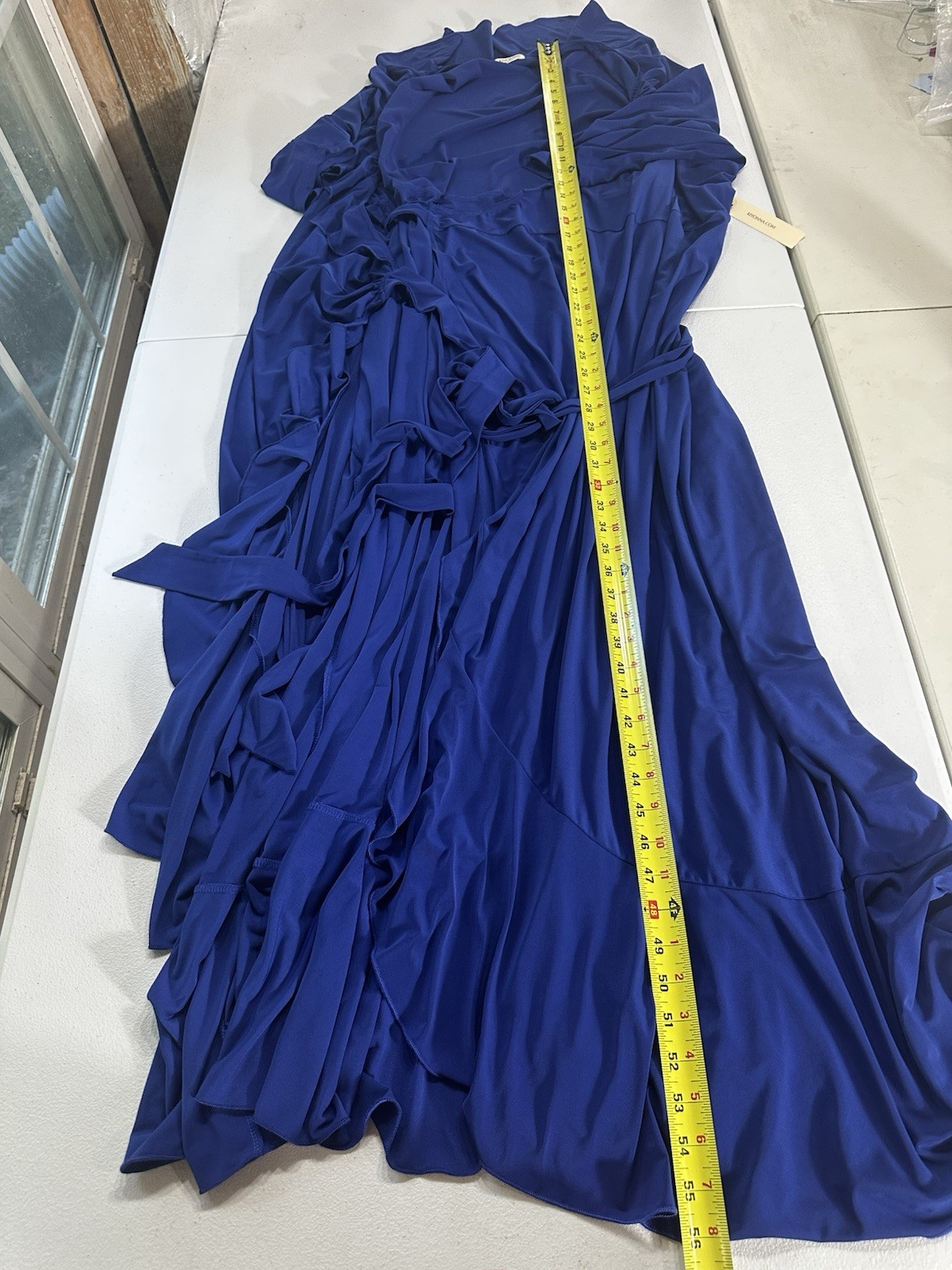 Kiyonna 4X Maritime Maxi Dress True Wrap Blue Stretch NWT