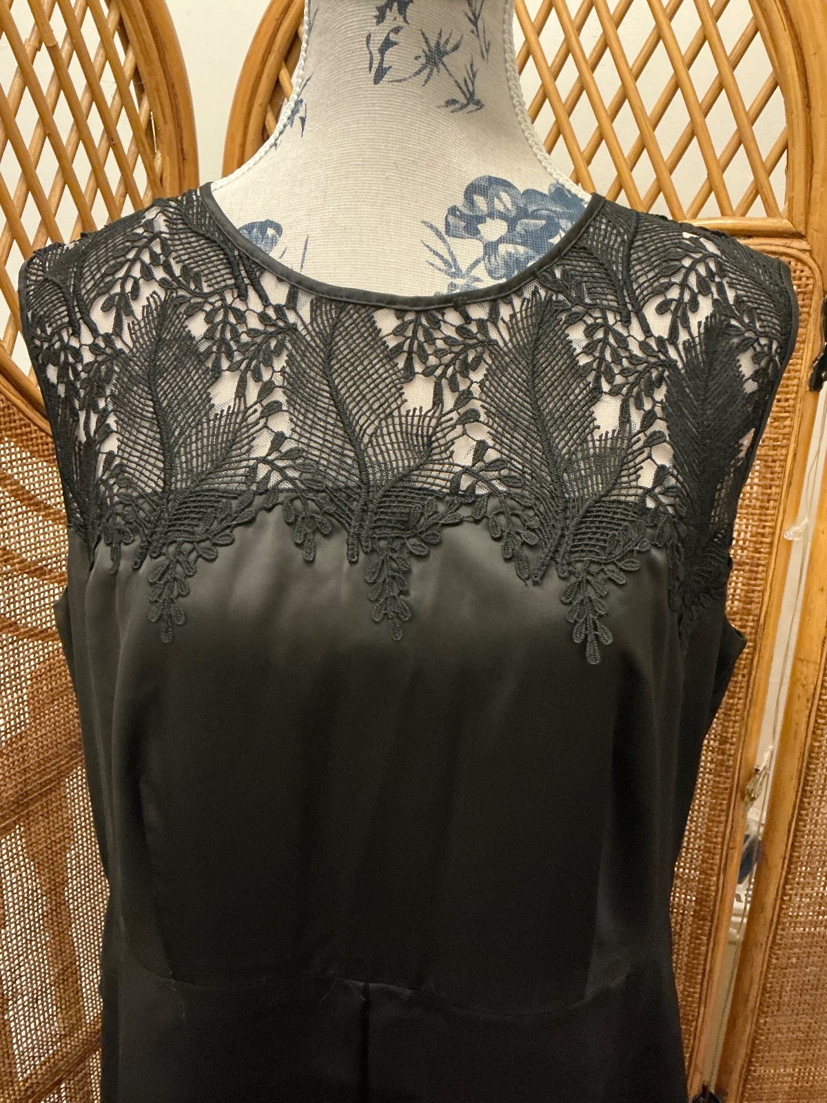Precis Black Satin Sleeveless Pencil Cocktail Dress Size 14 Fully Lined Formal