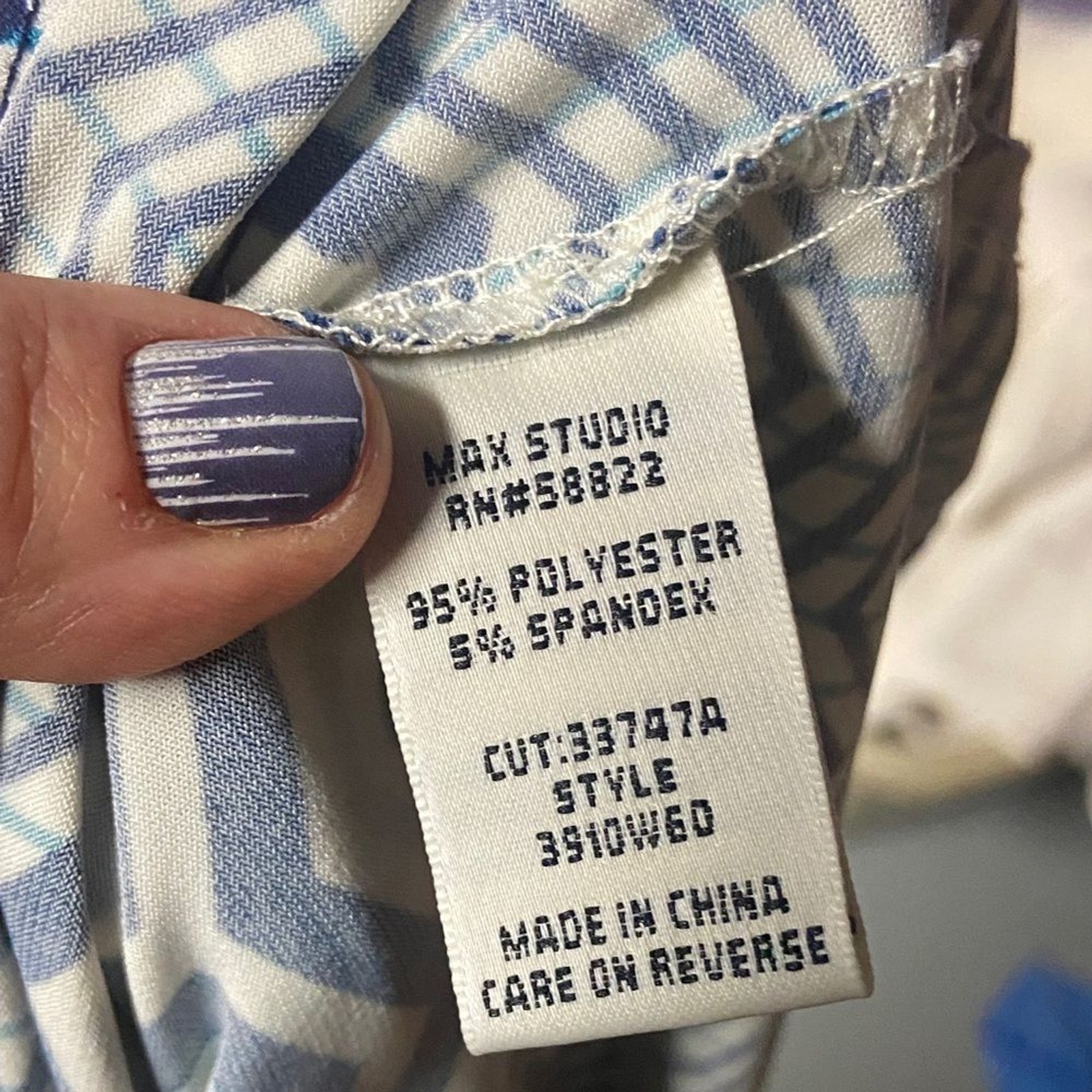 MAX STUDIO Tunic Geometric Blue and White Dress