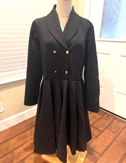 Aleeza Paris Couture luxurious Black Blazer dress Gold Buttons Sz XL $450 NWT