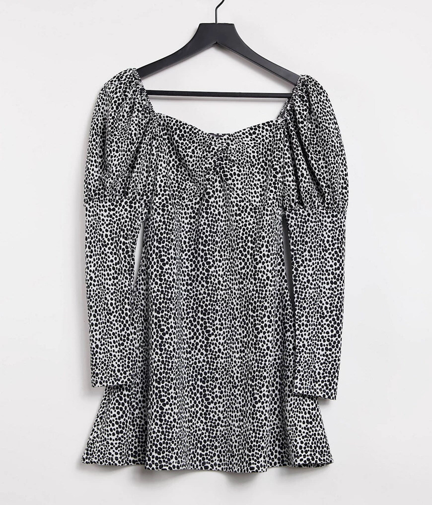Miss Selfridge dash print puff sleeve mini dress in ivory Size 6 NWT