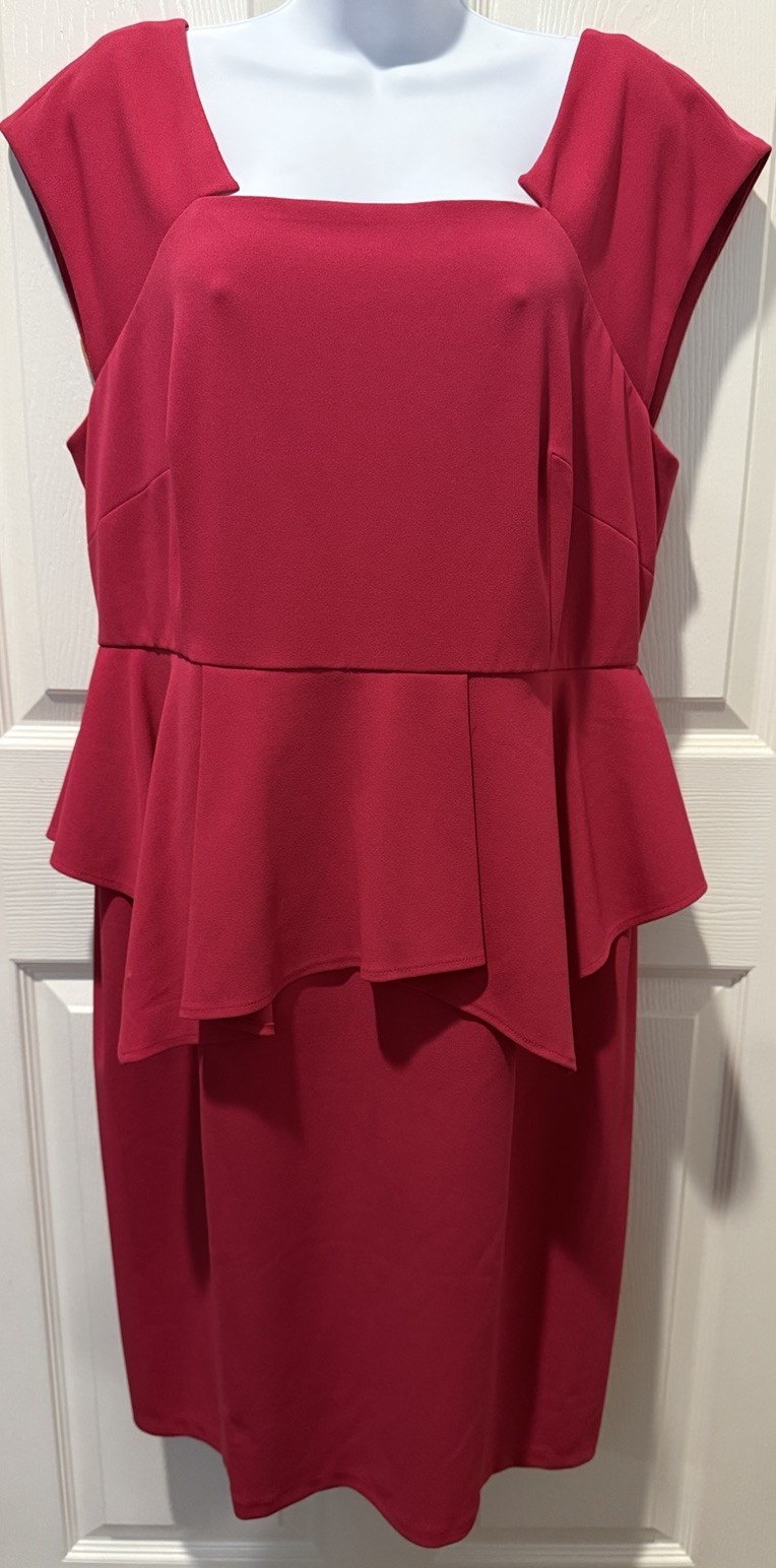 Lane Bryant Dress, Pink, Size 16, Peplum, Unique Neckline!