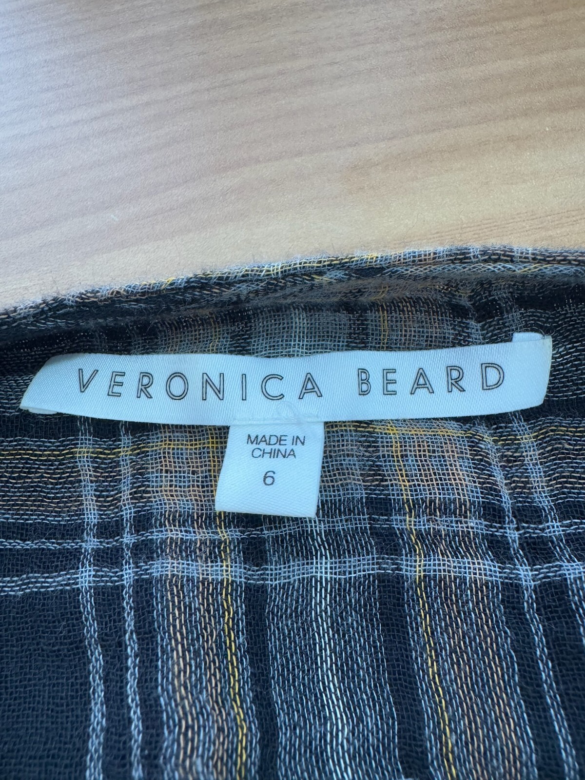 Veronica Beard Black Gold Metallic Plaid Farlow Wrap Button Cuff Dress Sz 6