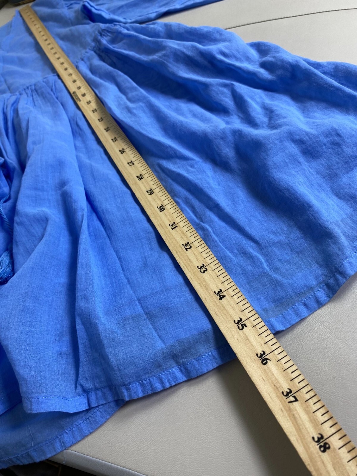 ATM Anthony Thomas Melillo Blue V-Neck Dress size Medium Lightweight 3/4 Sleeve