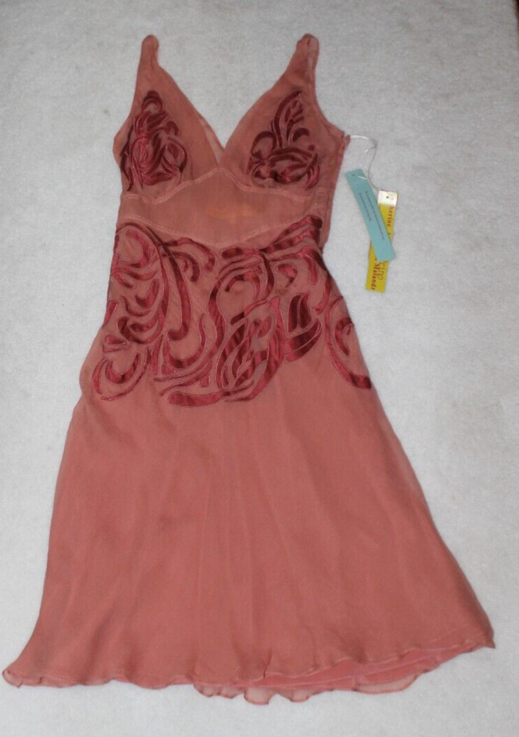 Catherine Malandrino Pink Primrose Silk Dress V Neck Sleeveless Geometric NWT 8