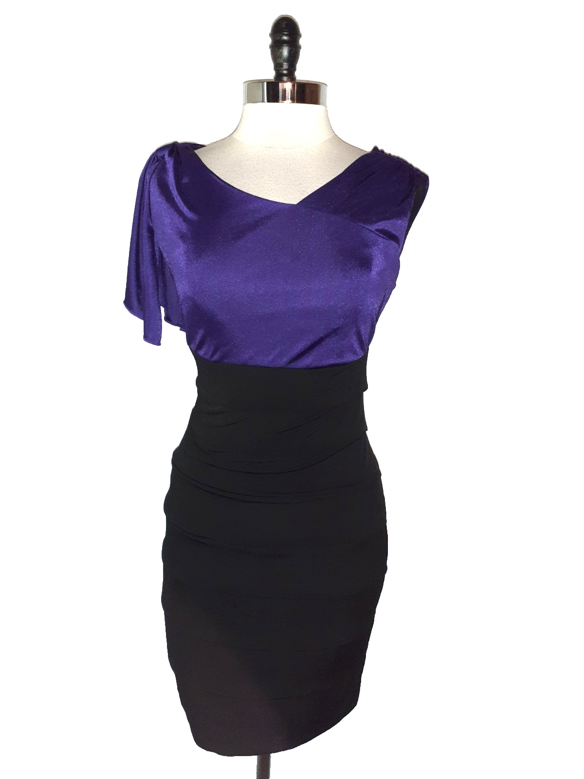 EN FOCUS STUDIO Size 12 Sheath Dress Purple Black Stretch Knit