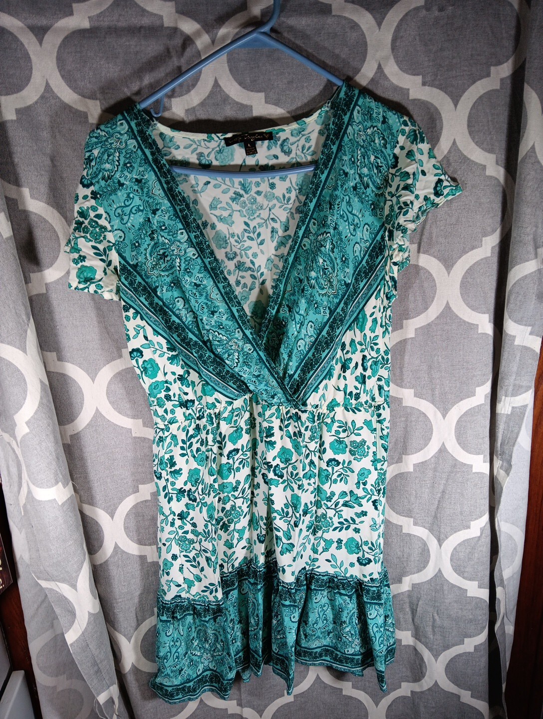 Womans large floral Boho Hippie Beach Dress From City Triangles Mid Legnth