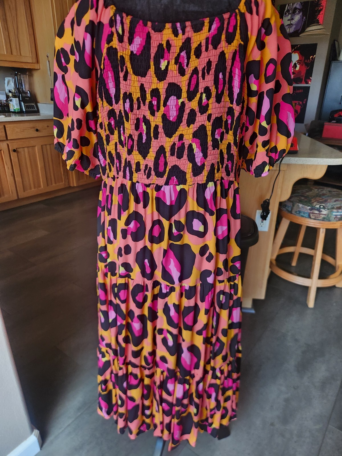 Proud Poppy Rainbow Leopard Print Smocked Summer Dress *worn once*
