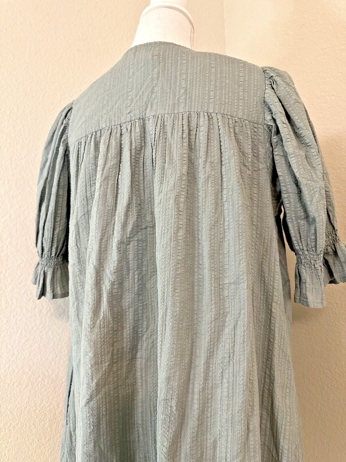 Arrows & Bow X Cleobella Organic Cotton Gauze Midi Dress Small Green Lagenlook
