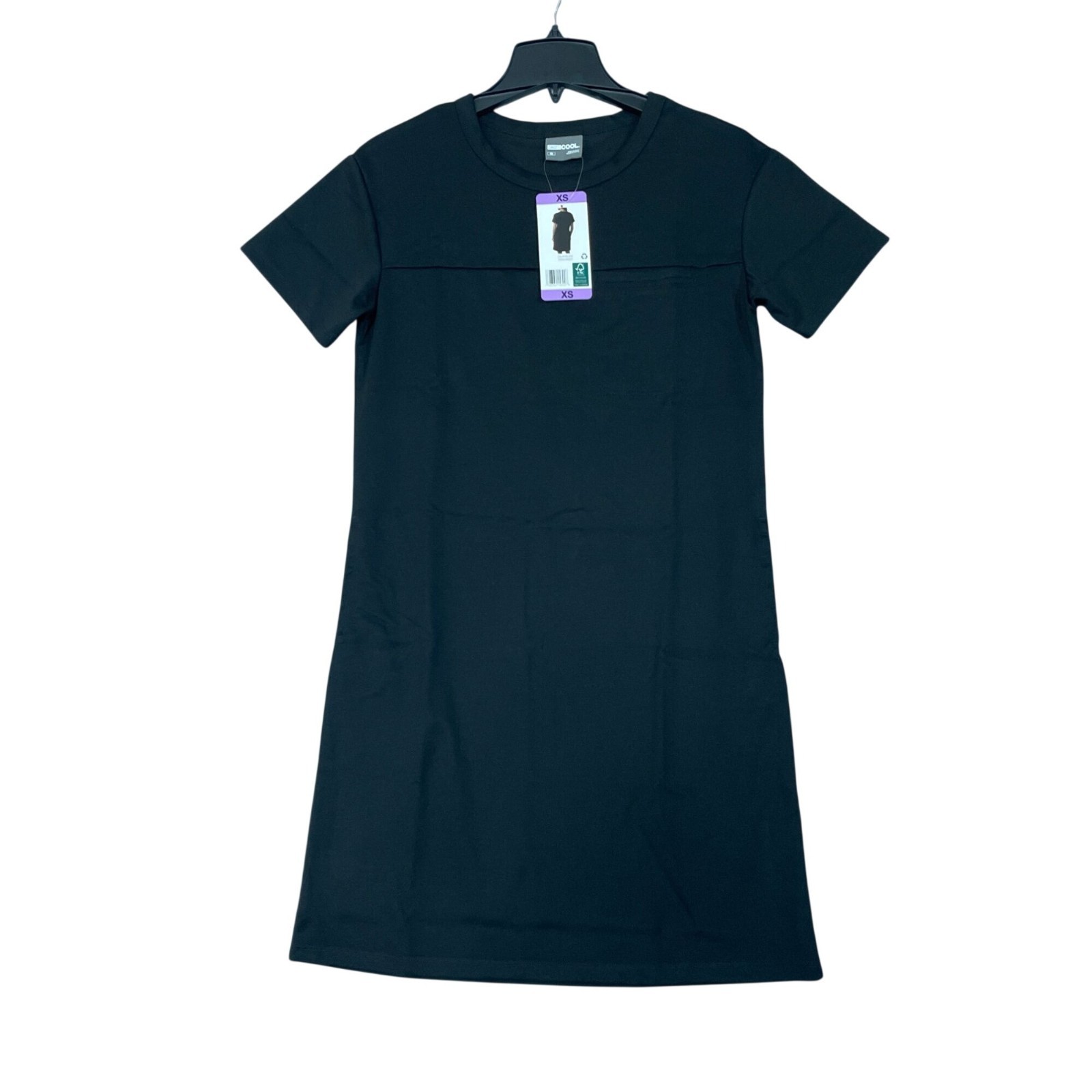 NWT 32 Degrees Cool Women’s XS Black Short Sleeve Pocket Shirt Dress B1408